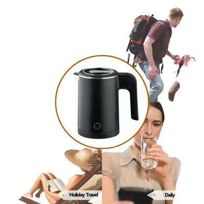 Sleek black Raf electric kettle with stainless steel body