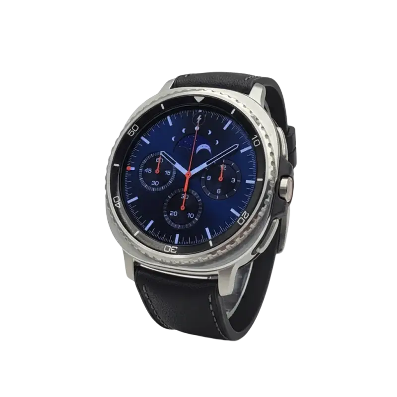 Samsung Galaxy smartwatch with moon phase display and tracker