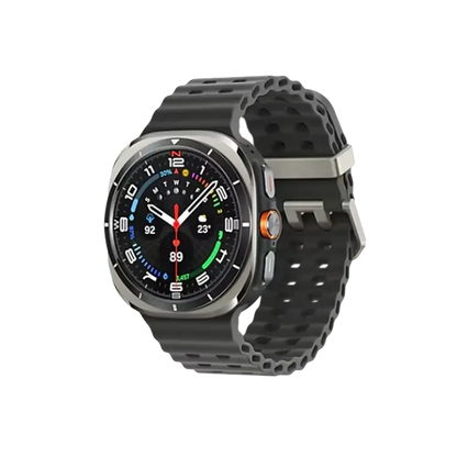 Samsung Galaxy Smartwatch Ultra LTE with white silicone strap and silver case