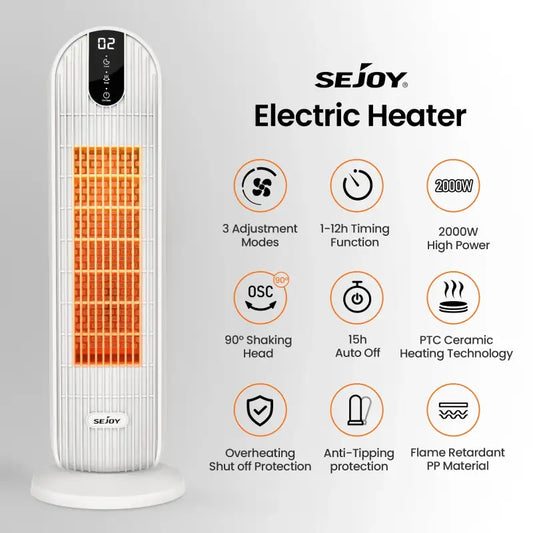 Sejoy 2000 W Electric Home PTC Ceramic Heater with Timing Automatic Swing Heating 220 V