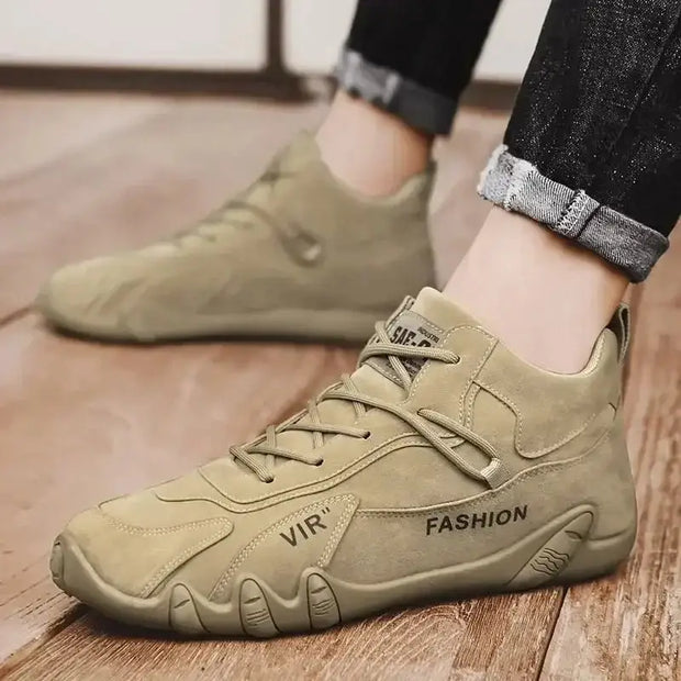 Shoes for Men Casual Sports Shoes Leather 2023 New Anti Slip Men High Top Shoes Short Boots Comfortable Men Walking Sneakers - laurichshop