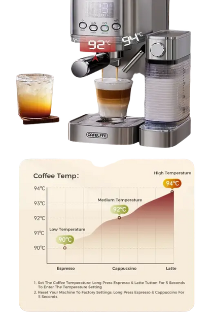Cafelffe 3in1 Automatic Milk Froth Ground Coffee Stainless Steels 20 Bar