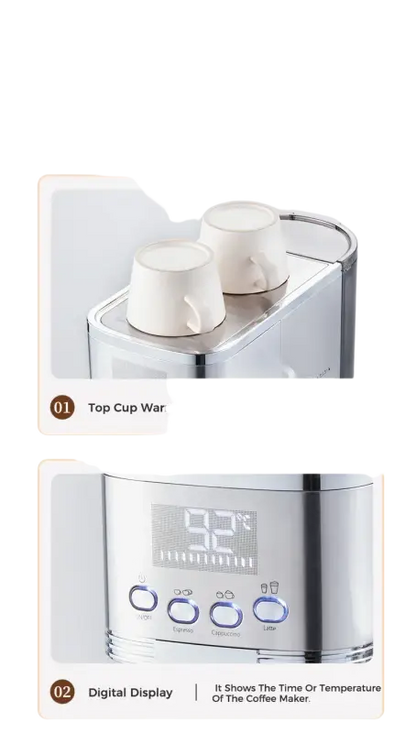 Cafelffe 3in1 Automatic Milk Froth Ground Coffee Stainless Steels 20 Bar