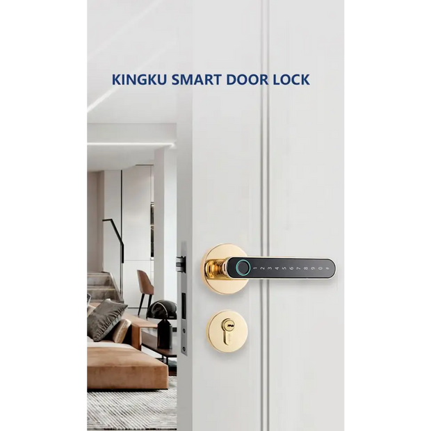 Smart Door Handle Fingerprint Password Digital Lock Tuya App Keyless