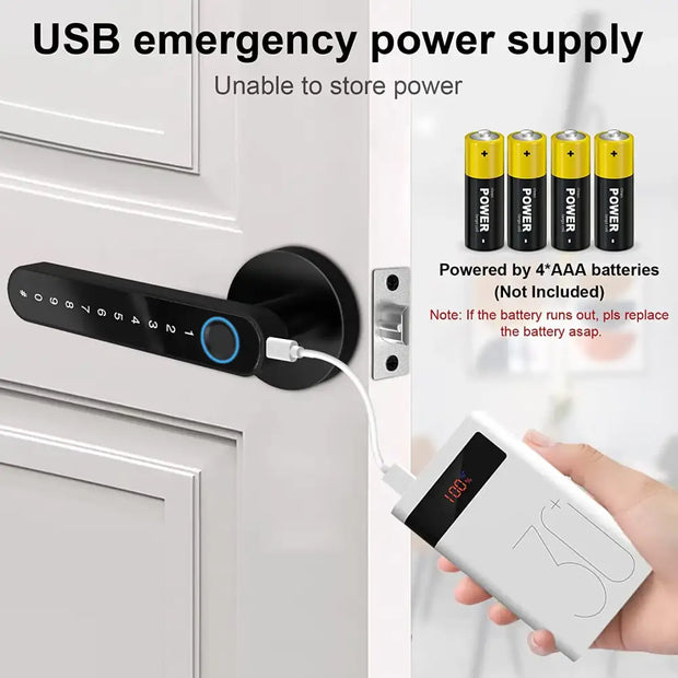 Smart Door Handle Fingerprint Password Digital Lock Tuya App Keyless