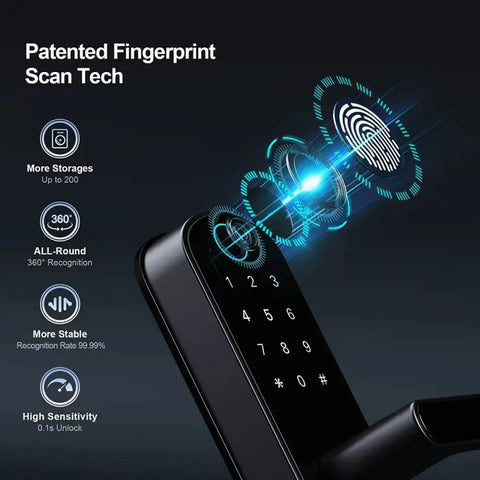 Smart Fingerprint Door Lock App Remote Control Keyless WIFI Digital Touchscreen