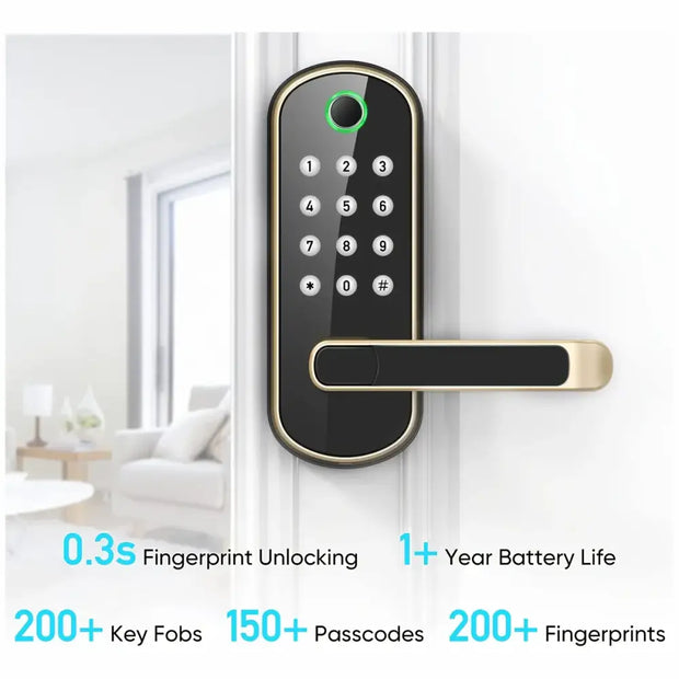 Smart Fingerprint Door Lock App Remote Control Keyless WIFI Digital Touchscreen