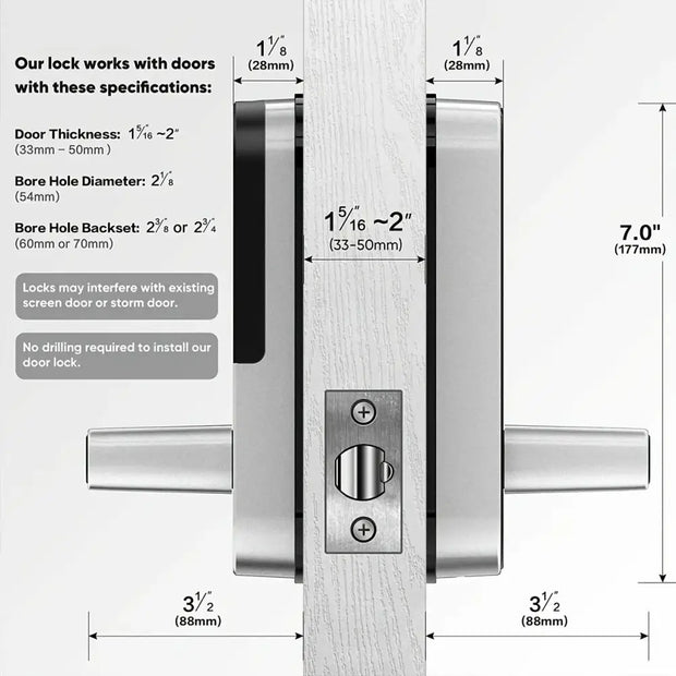 Smart Fingerprint Door Lock App Remote Control Keyless WIFI Digital Touchscreen