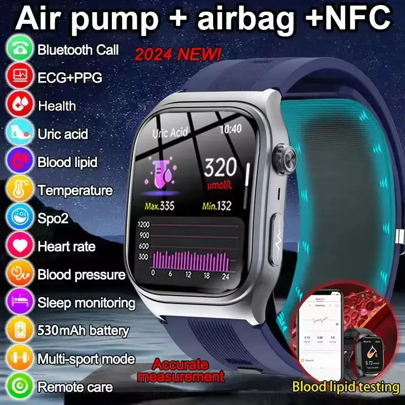 Smartwatch with Air Pump Sensor – Micro Health Examination & Sport Fitness Tracker