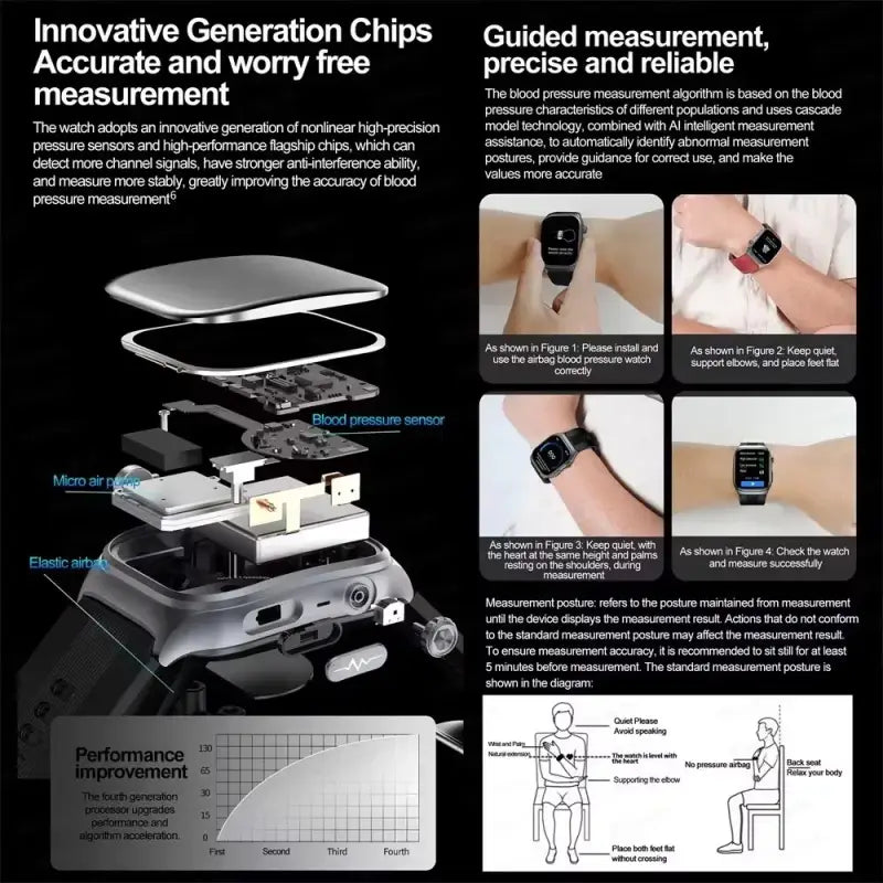 Smartwatch with Air Pump Sensor – Micro Health Examination & Sport Fitness Tracker