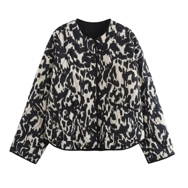 Women's Snake Skin Fashion Printed Button Long Sleeve Jacket