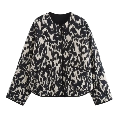 Women's Snake Skin Fashion Printed Button Long Sleeve Jacket