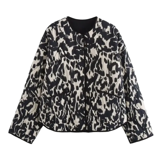 Women's Snake Skin Fashion Printed Button Long Sleeve Jacket