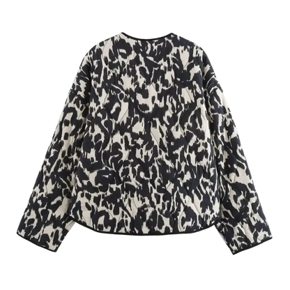 Women's Snake Skin Fashion Printed Button Long Sleeve Jacket laurichshop