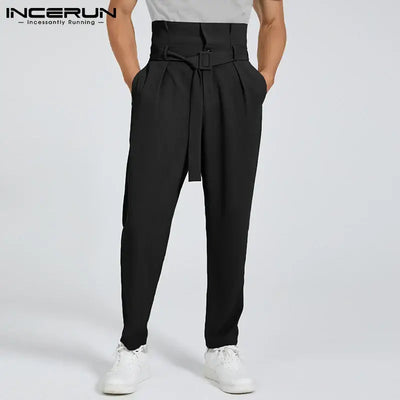 Solid Well Fitting Trousers Casual Street Lace-up Pocket Cargo