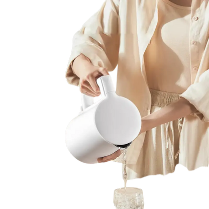 Stainless steel electric kettle with white ceramic pitcher spout