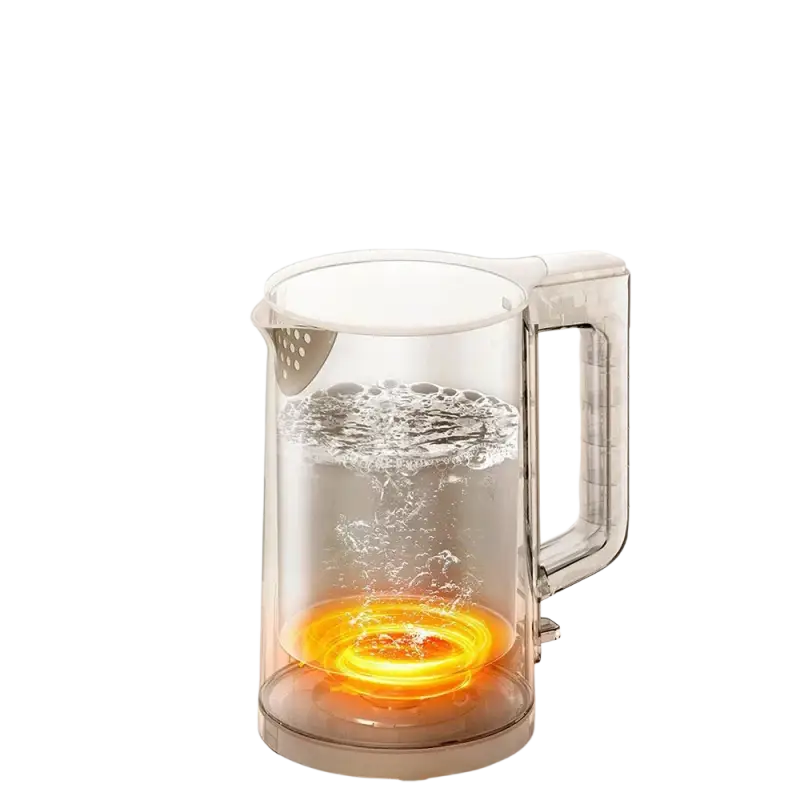 Clear glass stainless steel electric kettle with orange heating element