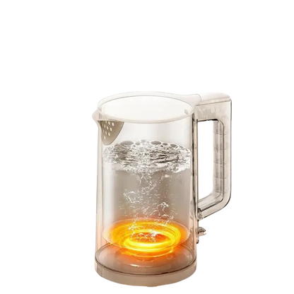 Clear glass stainless steel electric kettle with orange heating element