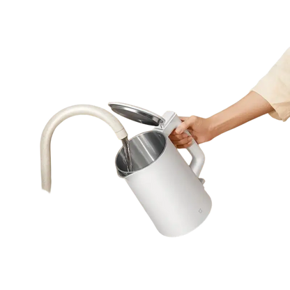 Modern stainless steel electric kettle with 1.5L capacity and auto shut-off