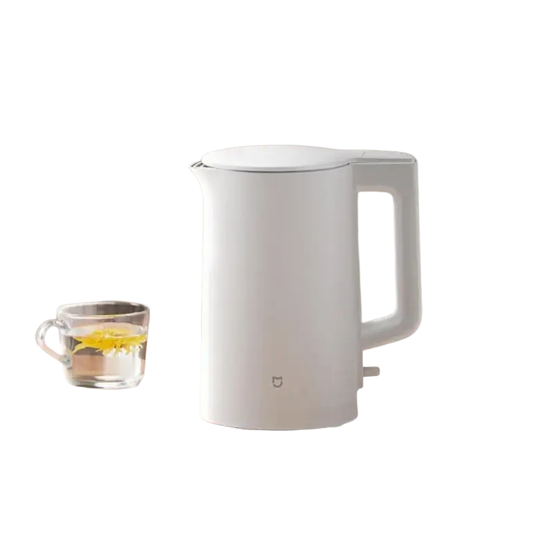 White Xiaomi stainless steel electric kettle with auto shut-off, 1.5L