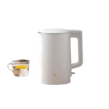 White Xiaomi stainless steel electric kettle with auto shut-off, 1.5L
