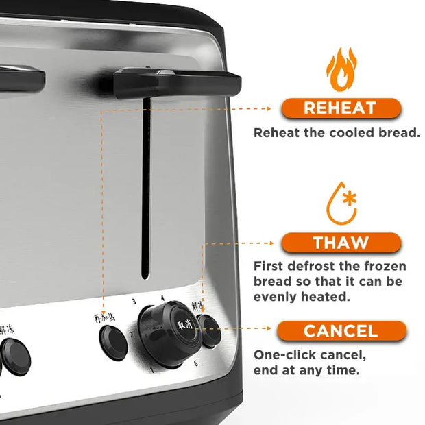 Stainless steel electric toaster household automatic baking bread maker - TS07 / CHINA