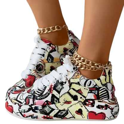 New Summer Hand-painted Graffiti Casual Women Sneakers laurichshop