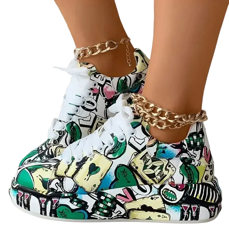 New Summer Hand-painted Graffiti Casual Women Sneakers laurichshop