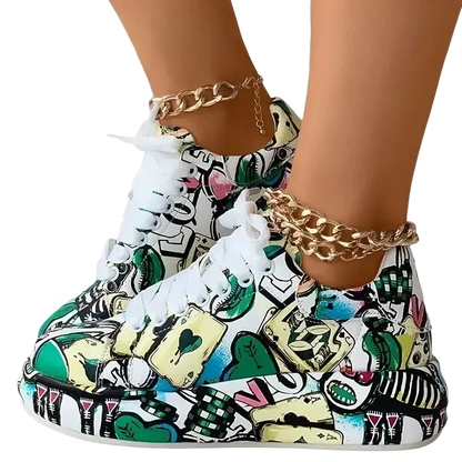 New Summer Hand-painted Graffiti Casual Women Sneakers laurichshop
