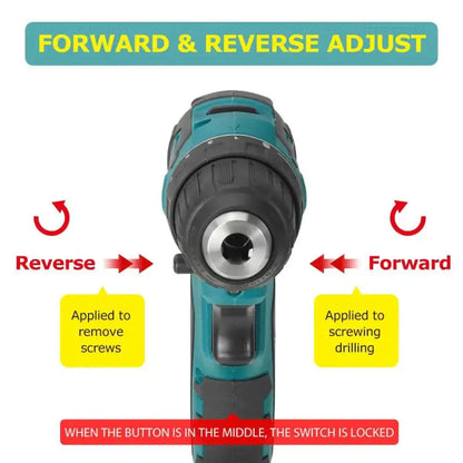 Drillpro Brushless Electric Screwdriver Hammer Drill 13mm 10mm 21 + 1 Torque Cordless for Makita 18V Battery - Smart