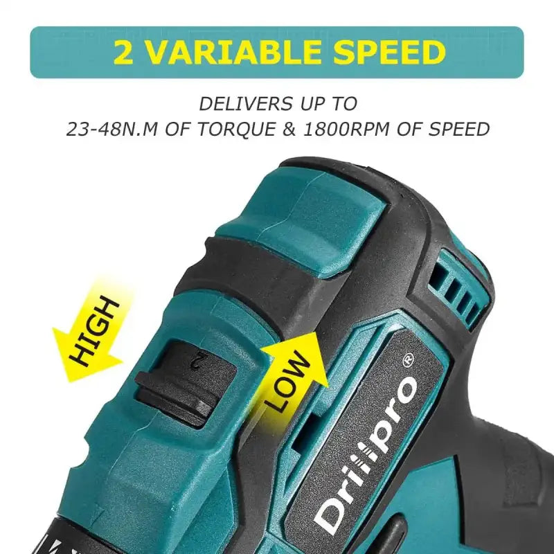 Drillpro Brushless Electric Screwdriver Hammer Drill 13mm 10mm 21 + 1 Torque Cordless for Makita 18V Battery - Smart