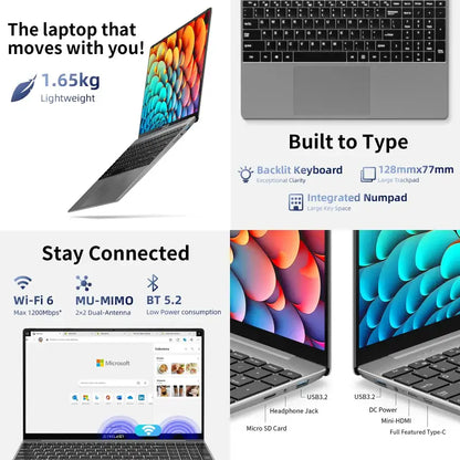 Laptop Teclast Pro da 15,6 pollici con Intel N95, Windows 11, CPU F16, schermo IPS FHD 1080P con retroilluminazione