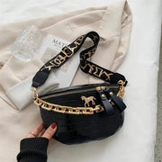 Thick Chain Women's Waist Bag Fanny Pack Fashion Shoulder Crossbody Chest Bags Female Belt Bag Crocodile Shoulder Bag - laurichshop