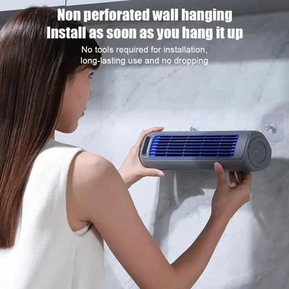 Wall summer ultra air conditioner with blue LED lights and sleek black design