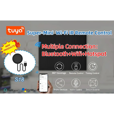 Tuya WiFi Smart IR Remote Control Smart Life APP Replace TV DVD AUD - S18