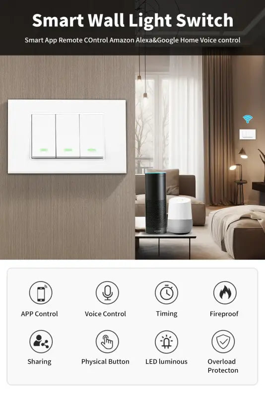 Tuya WiFi/Zigbee Smart Wall Light Push Button Physical Switch 100-240V