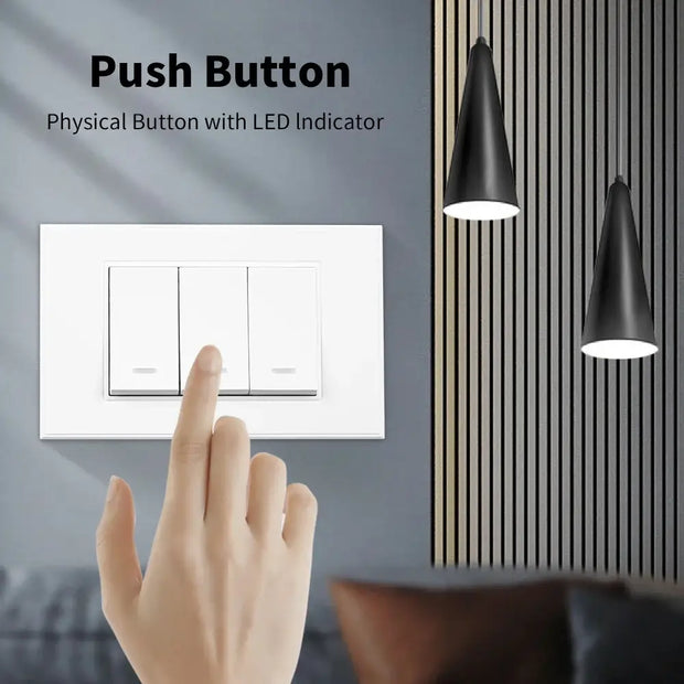 Tuya WiFi/Zigbee Smart Wall Light Push Button Physical Switch 100-240V