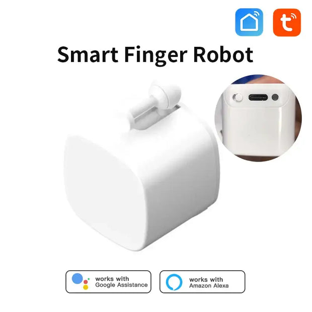 Type C Chargeable Tuya Bluetooth Bot Remote Control Appliance Google Home Alexa Voice - White