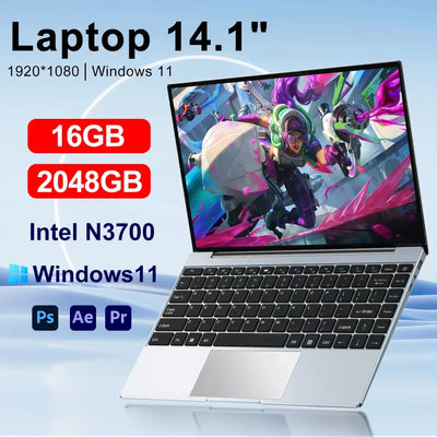 Ultra Slim Laptop 14.1’’ 16GB RAM 2TB SSD Intel N3700 Notebook 11 Pro