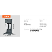 VEVOR Milkshake Mixer Machine Double Head Stainless Steel