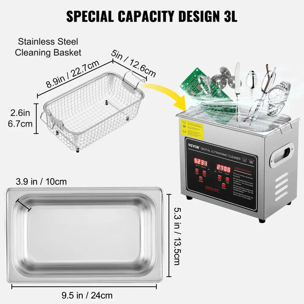 Vevor Stainless Steel Portable Ultrasonic Washing Machine