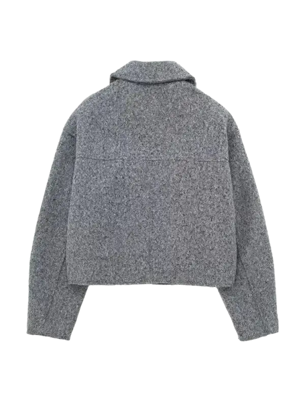 Vintage long sleeve Grey Front Zipper Jackets Outfits laurichshop