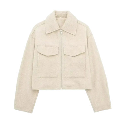 Vintage long sleeve Grey Front Zipper Jackets Outfits laurichshop