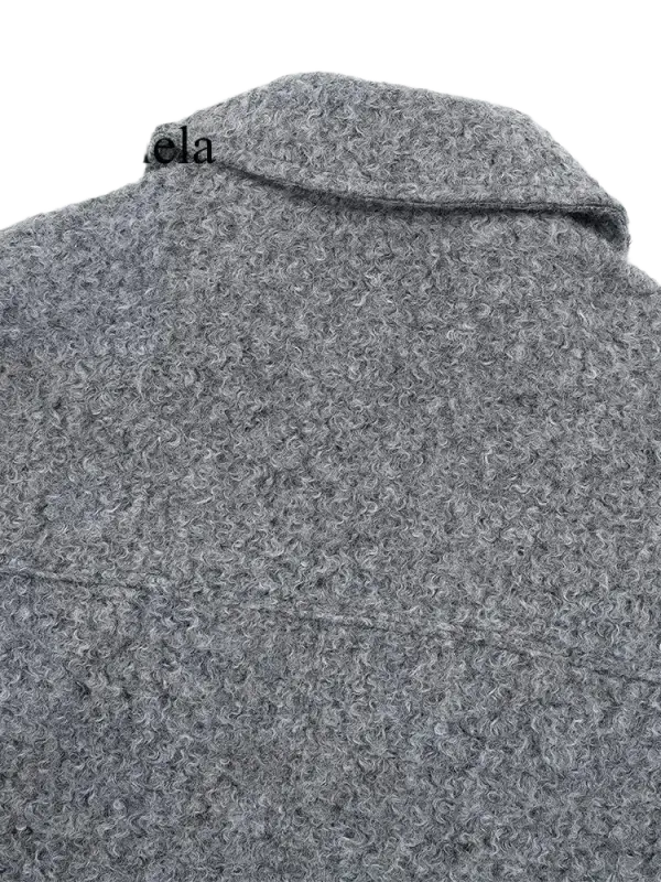 Vintage long sleeve Grey Front Zipper Jackets Outfits laurichshop