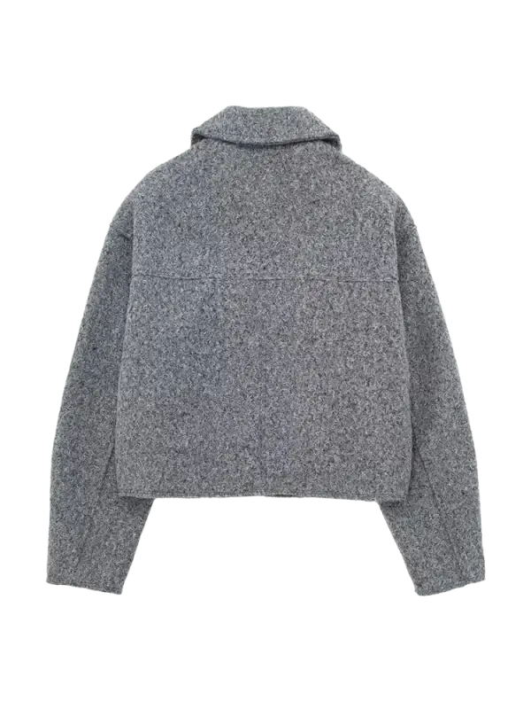 Vintage long sleeve Grey Front Zipper Jackets Outfits laurichshop