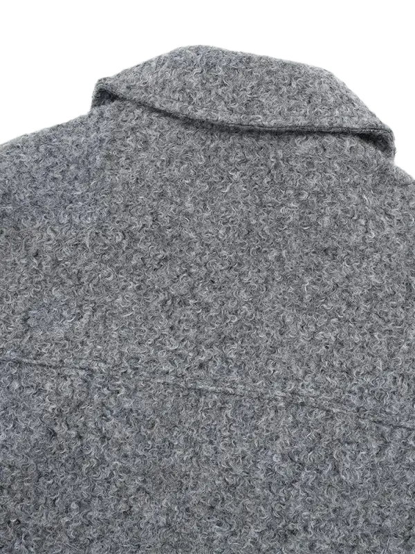 Vintage long sleeve Grey Front Zipper Jackets Outfits laurichshop