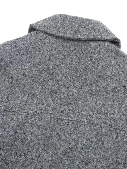 Vintage long sleeve Grey Front Zipper Jackets Outfits laurichshop