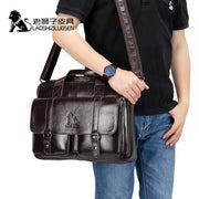 Vintage Male Casual Totes Business Handbag Cowhide Cross-body Bag