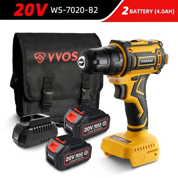 VVOSAI 20V Brushless Electric Drill 50NM Cordless Screwdriver Lithium-Ion Battery Mini Electric Power Screwdriver MT-Series Tool - laurichshop