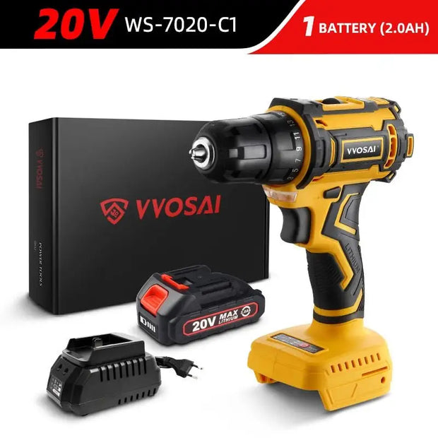 VVOSAI 20V Brushless Electric Drill 50NM Cordless Screwdriver Lithium-Ion Battery Mini Electric Power Screwdriver MT-Series Tool - laurichshop